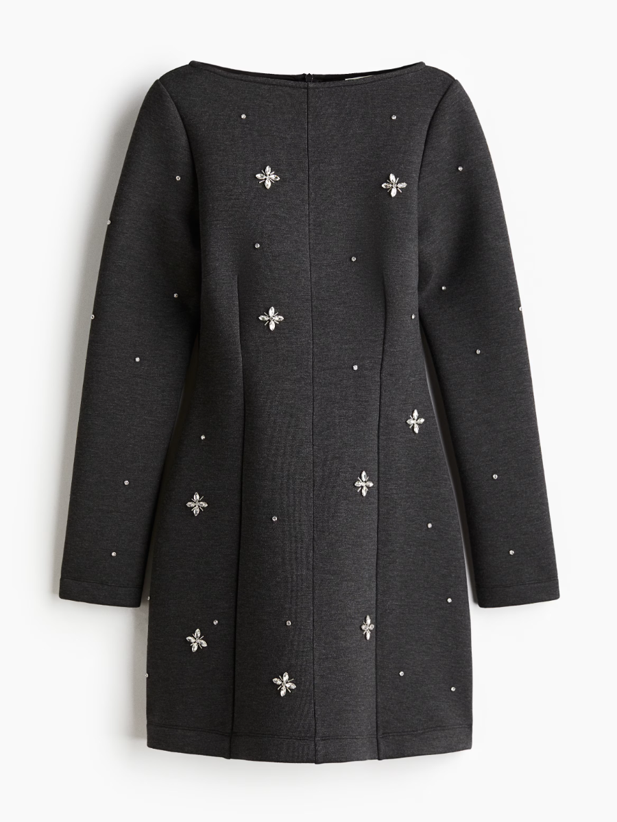 Rhinestone-embellished Scuba Dress