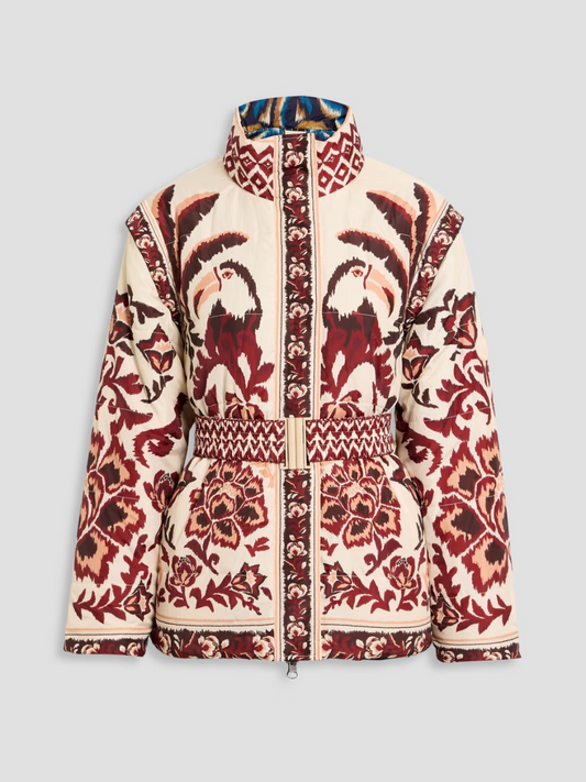 Reversible Belted Printed Shell Jacket
