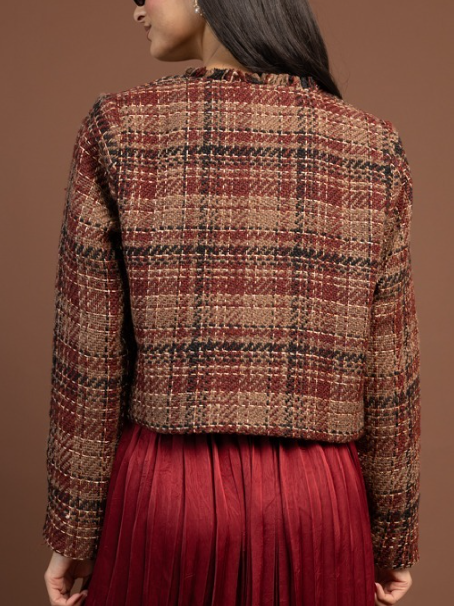 Tweed Open Front Jacket