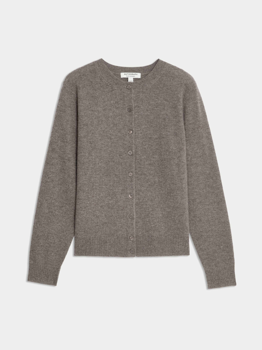 Pure Cashmere Crew Neck Relaxed Cardigan