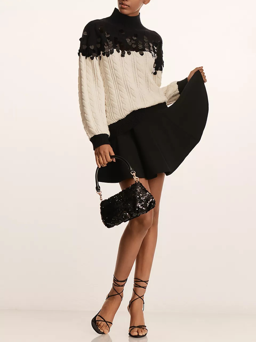 Colorblock Sequin Chunky Sweater