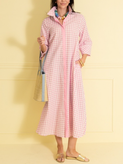 Gingham Collared Maxi Dress
