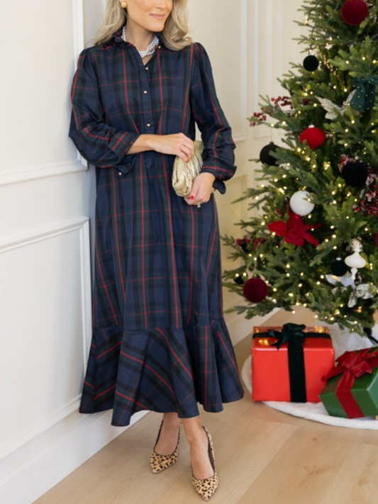 Preppy Plaid Midi Dress