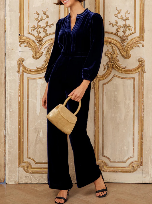 Velvet Long Sleeve Jumpsuit