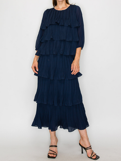 Pleated Gauze Set Dress