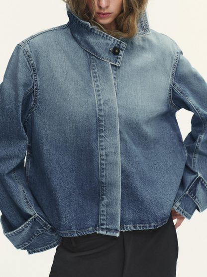 TRF HIGH NECK DENIM JACKET