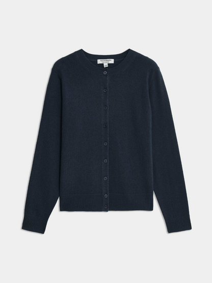 Pure Cashmere Crew Neck Relaxed Cardigan