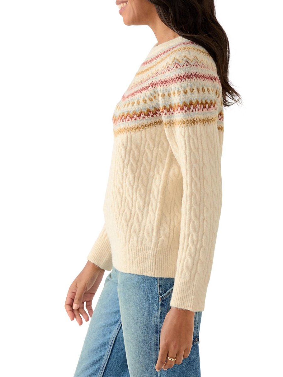 Women's Fairisle Cable Mix Crew Sweater