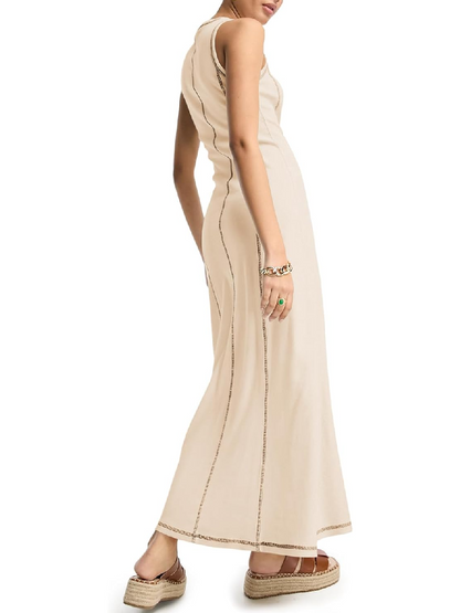 Contrast Stitch Ribbed Knit Dress