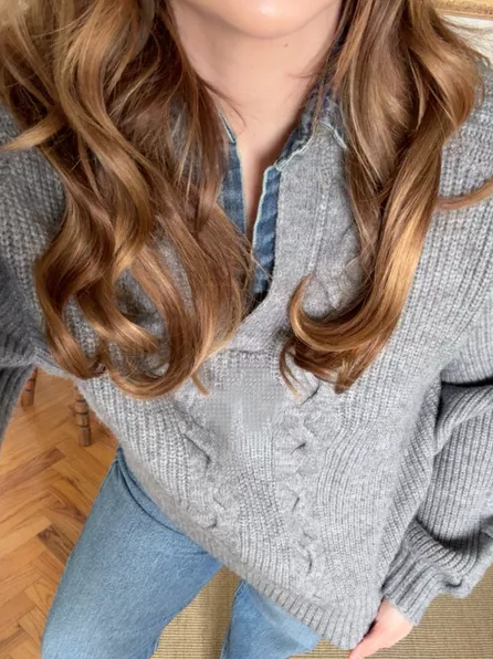 Lapel Denim Collar Sweater