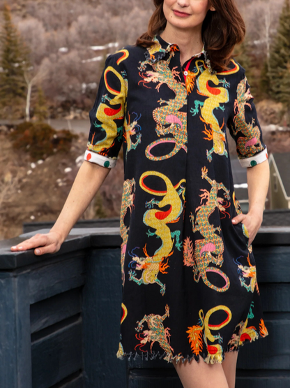 Mystic Dragon Print Mini Dress