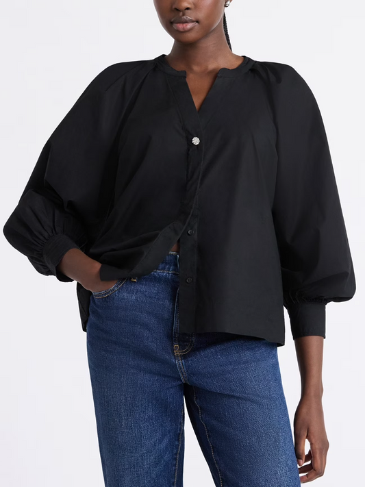 Women's Cotton Pleat Neck Shirt