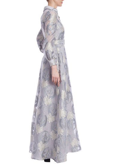 Jacquard Belted Shirt Gown