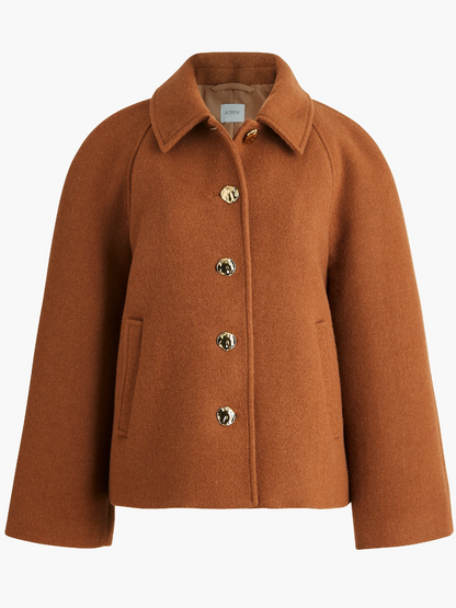 Cropped Wool-blend Swing Coat