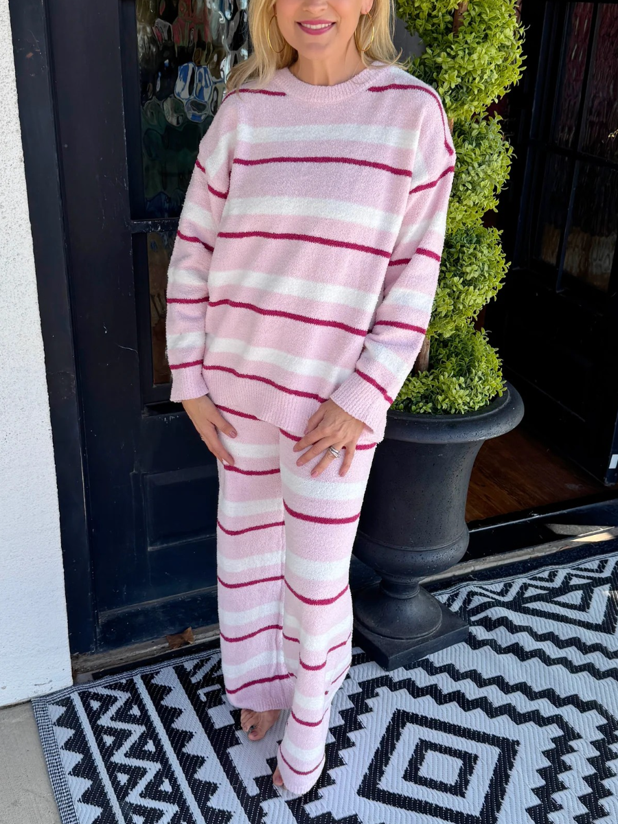 Striped Fuzzy Lounge Set