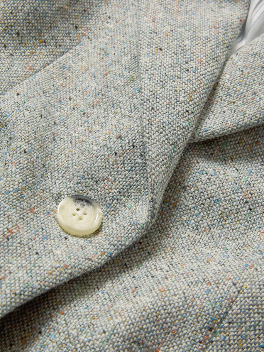 Blue Wool-Blend Single-Breasted Blazer