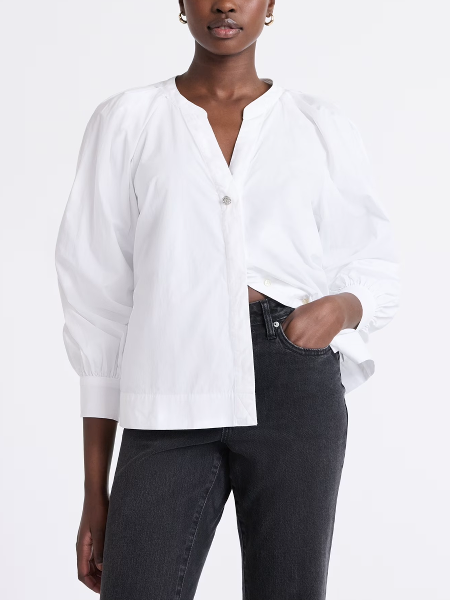 Women's Cotton Pleat Neck Shirt