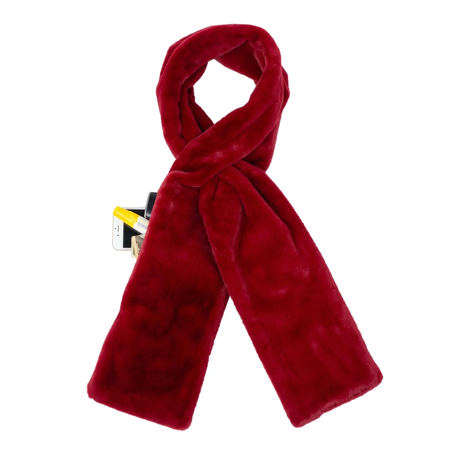 Faux Fur Scarf With Hidden Zipper Pocket