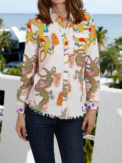 Mystic Dragon Print Blouse