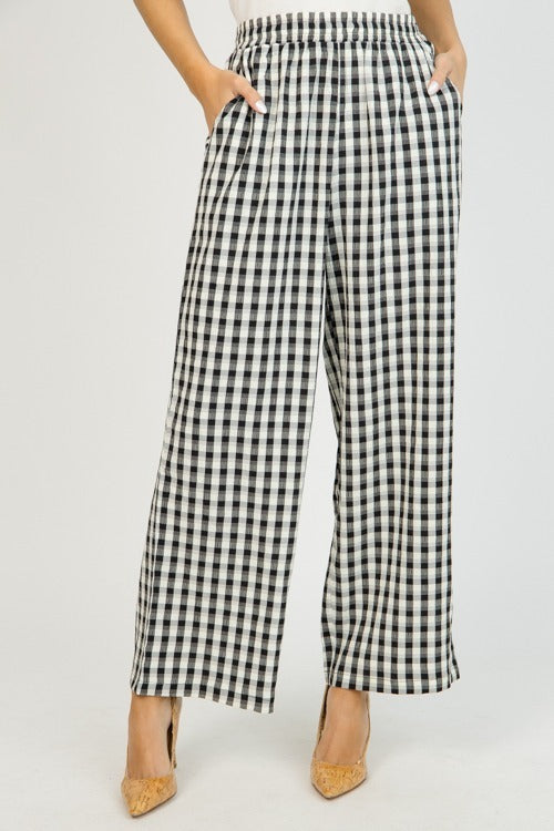 Gingham Textured Pants