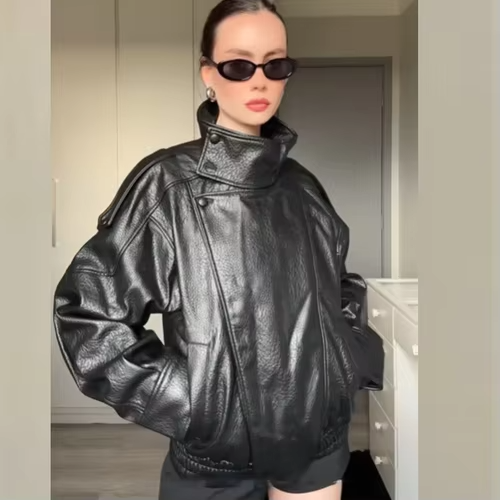 Women's Black Faux Leather Jacket