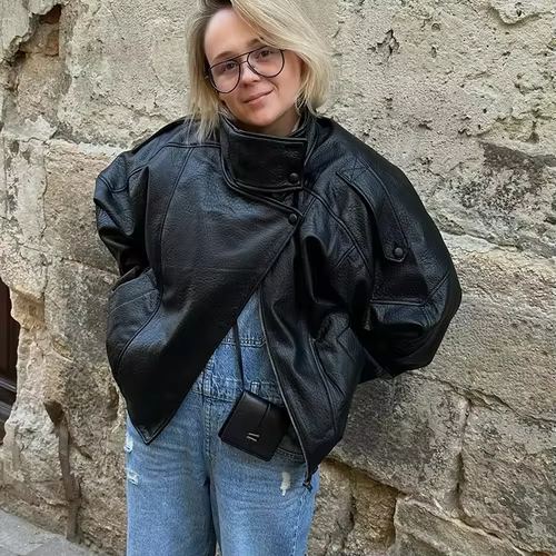 Women's Black Faux Leather Jacket