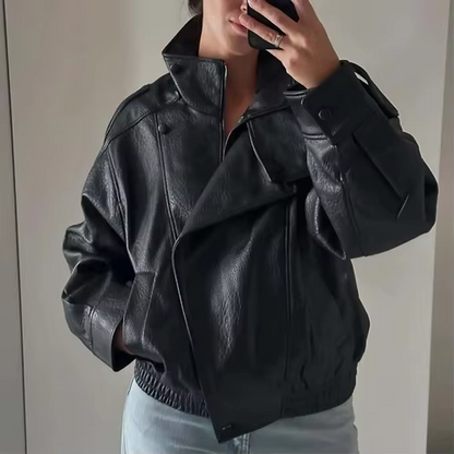 Women's Black Faux Leather Jacket