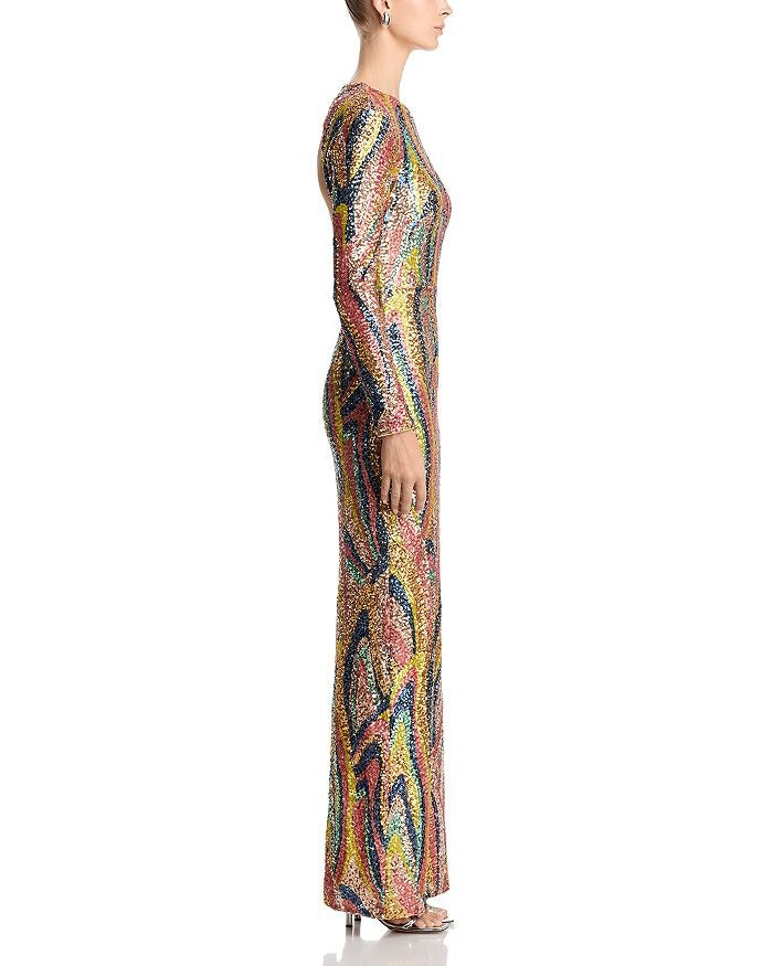 Long Sleeve Sequin Swirl Maxi Dress