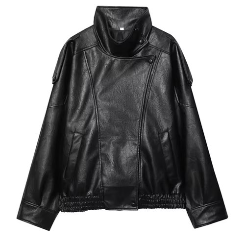 Women's Black Faux Leather Jacket
