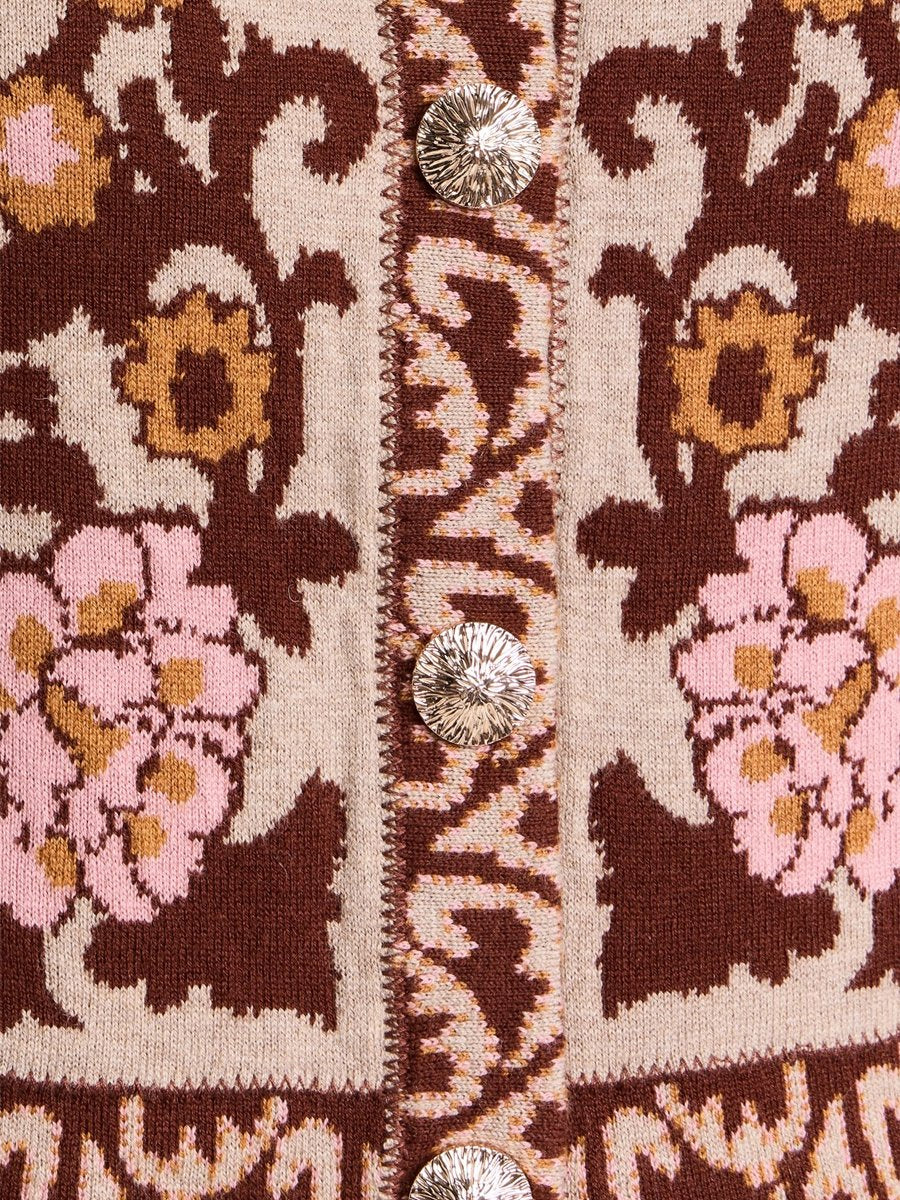 Floral Pattern Knitted Cardigan