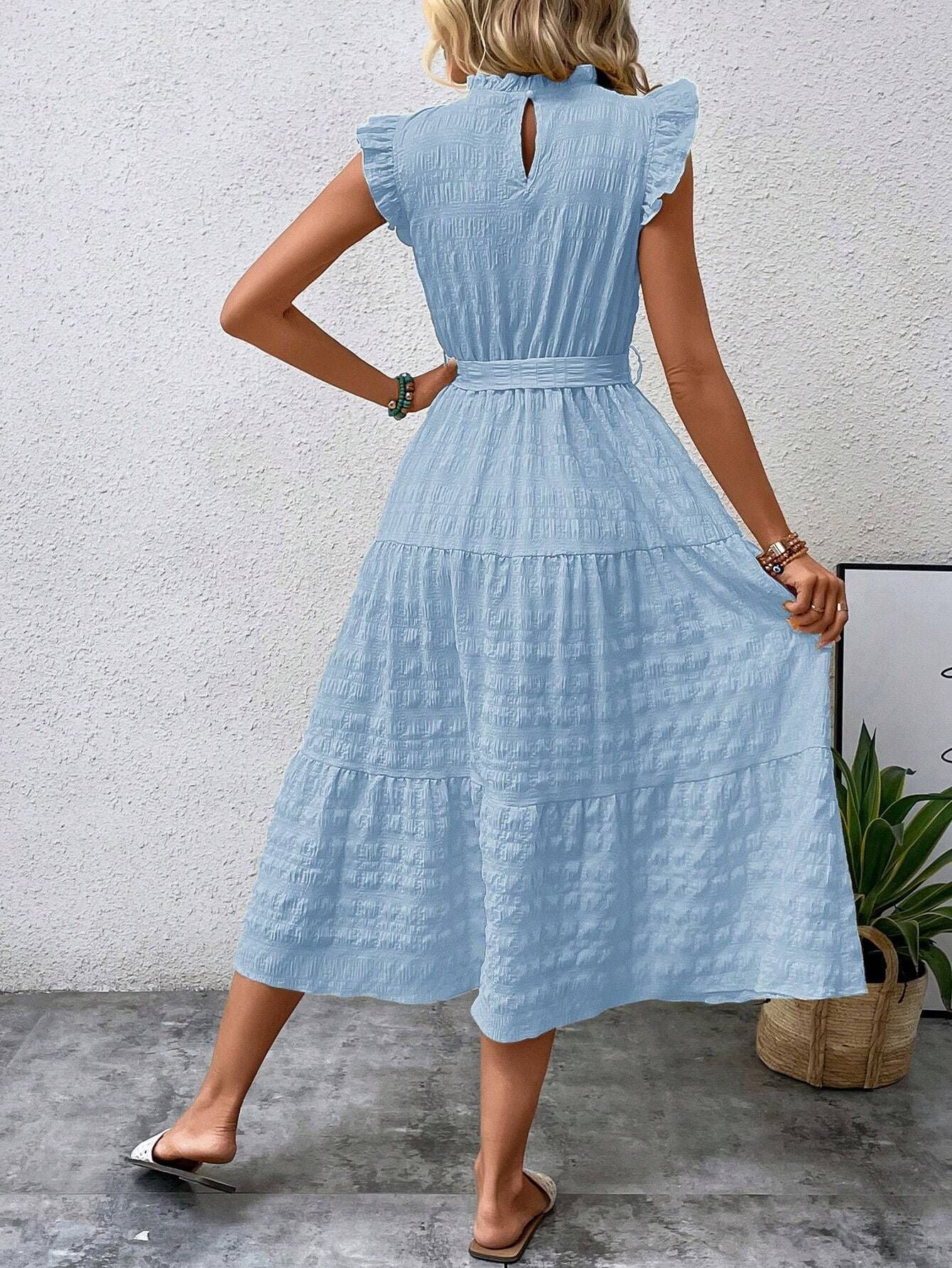 Flying Sleeve Texture Dress