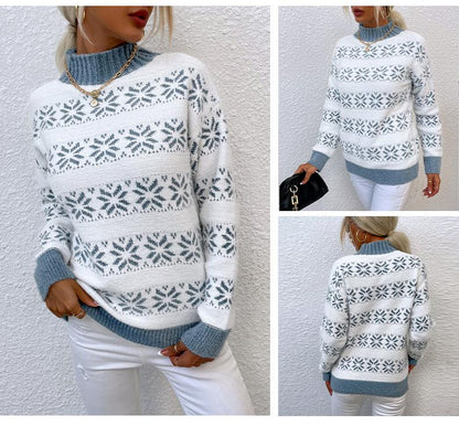 Half Turtleneck Christmas Snowflake Sweater