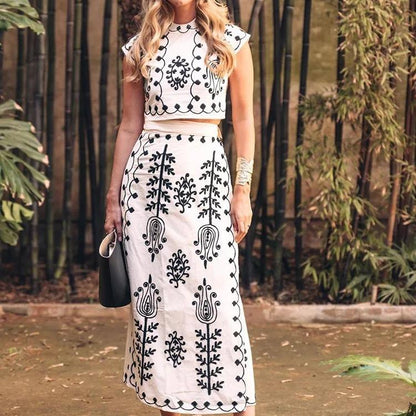 Fashion Print Holiday Two-Piece Dress