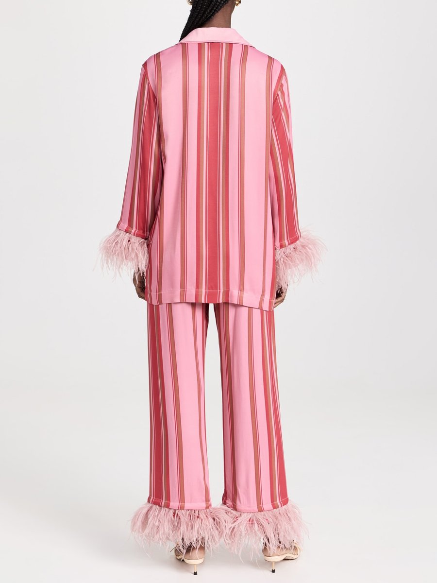 Pink Stripes Party Pajama With Feathers