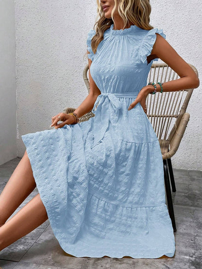 Flying Sleeve Texture Dress