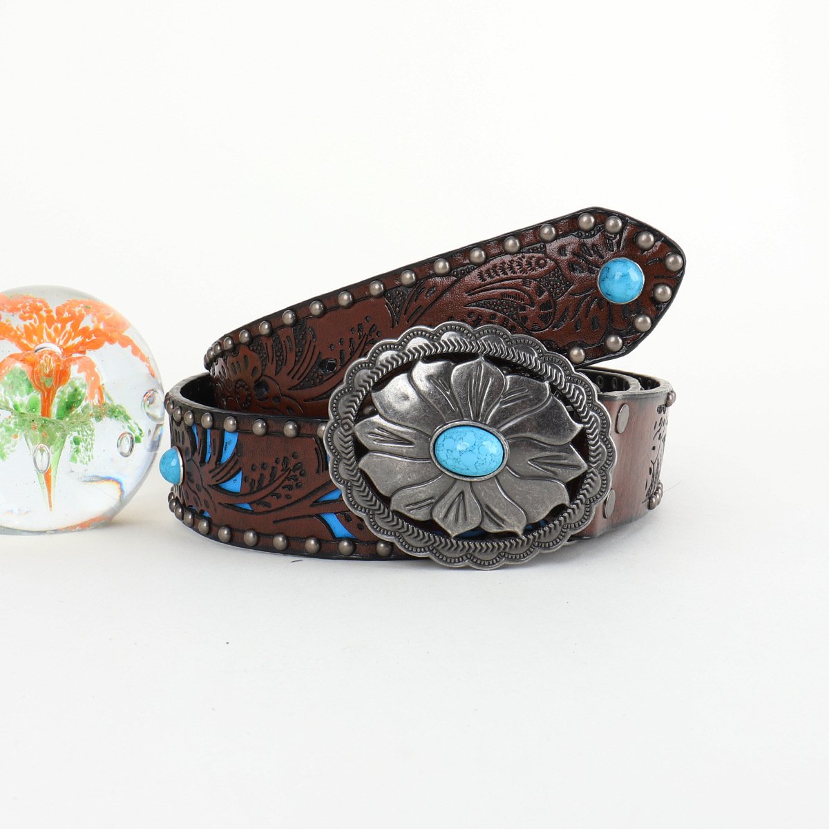 Boho Turquoise Embossed Belt