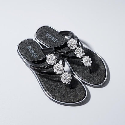 Rhinestone Pattern Hollow Out Slippers