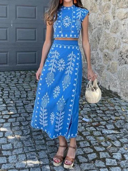 Fashion Print Holiday Two-Piece Dress