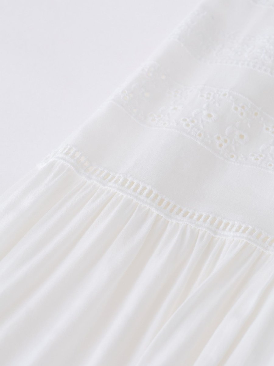 Eyelet Embroidery Panelled Button Down Dress