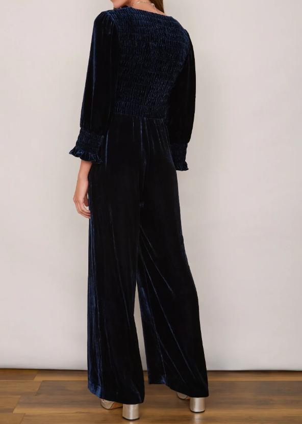 Midnight Blue Velvet Jumpsuit