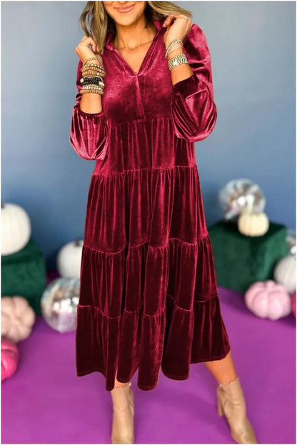 Women's Long Sleeve Velvet Dress