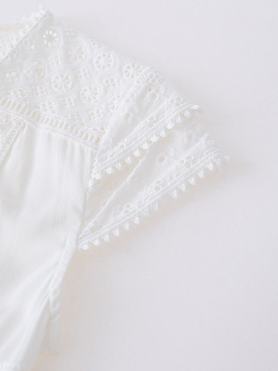 Eyelet Embroidery Panelled Button Down Dress