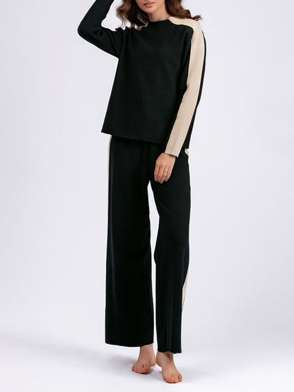 Chic Colorblock Knit Suit