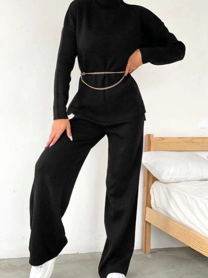 Loose Long Sleeve Sweater Knitted Suit